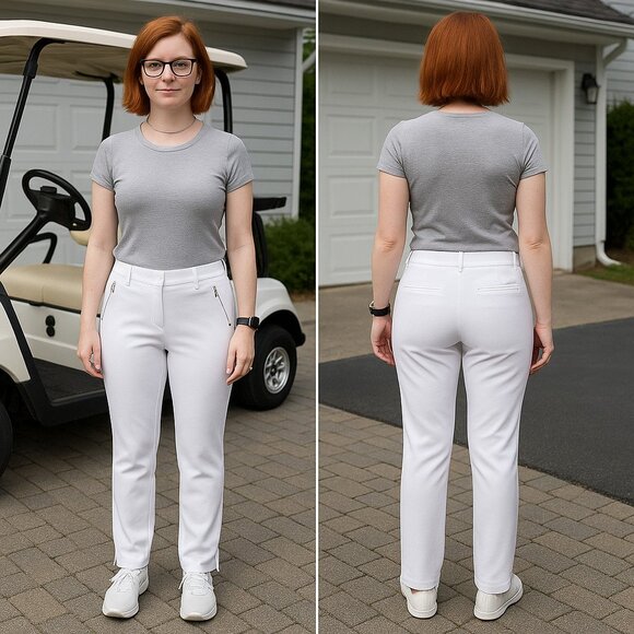 Slazenger Women’s Golf Pants Size 8 White Stretch Activewear Slit Hem Pockets - Picture 1 of 9